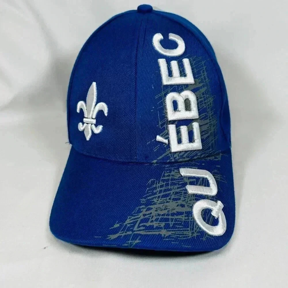 2/$30 Quebec Hat Cap Fleur de Lis 3D Puff Blue